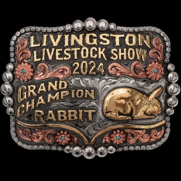 Award your stock show winners with only the best trophy buckle. The Greeneville Belt Buckle features a berry and large beads frame with copper scrolls and 3D custom figures!